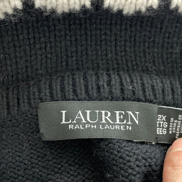 NEW Lauren Ralph Lauren Women's 2X Plus Off-The-Shoulder Fair Black Wool Dress - Picture 5 of 9